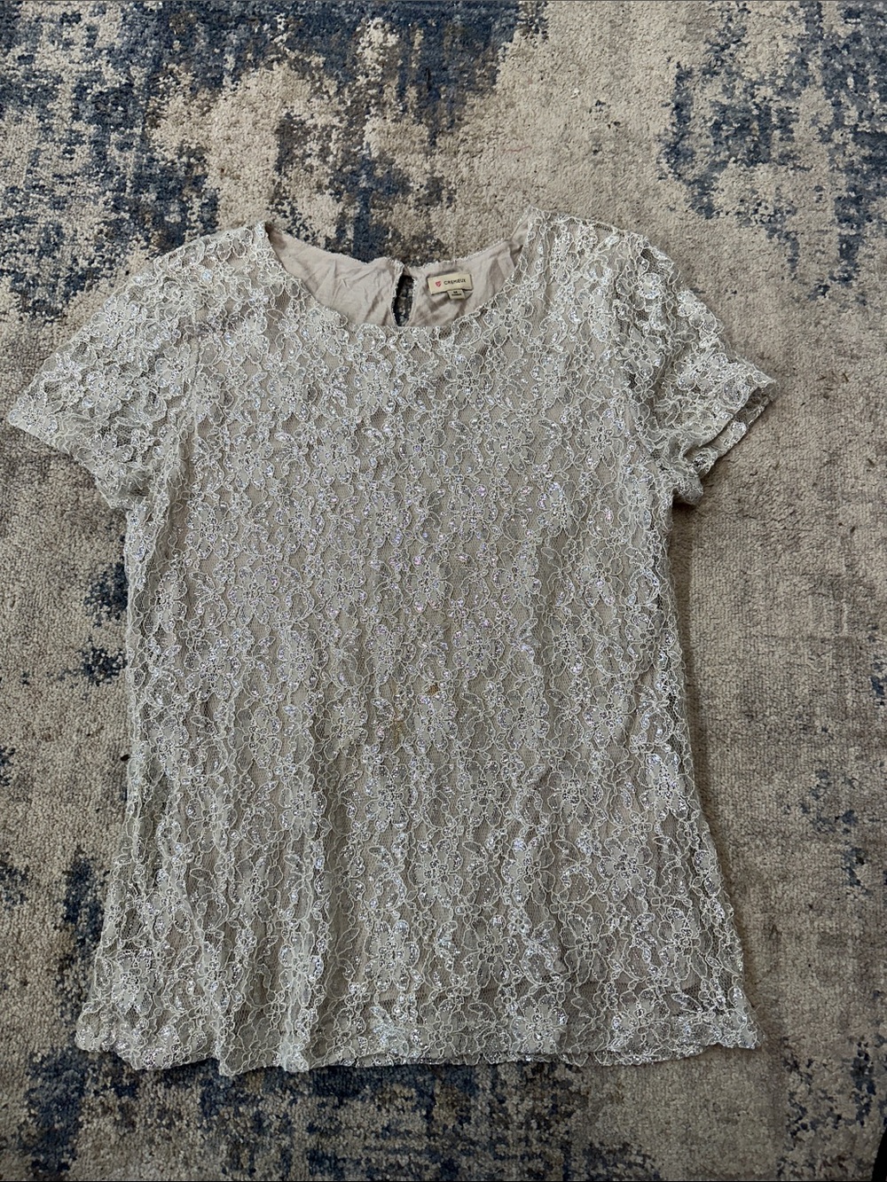 Daniel Cremieux Silver Lace Short Sleeve Blouse